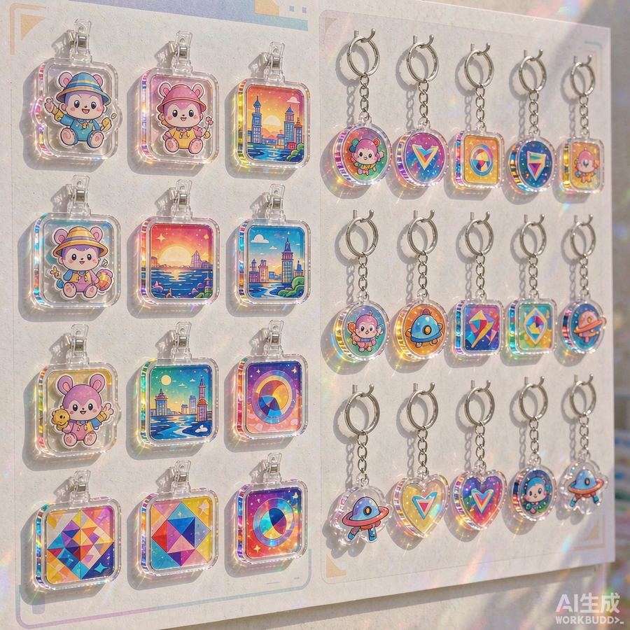 临沂UV打印亚克力冰箱贴钥匙扣文创案例